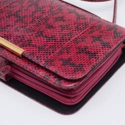 Pre Owned Emilio Pucci Pink/Black Snakeskin Leather Newton Top Handle Bag