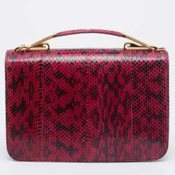 Pre Owned Emilio Pucci Pink/Black Snakeskin Leather Newton Top Handle Bag