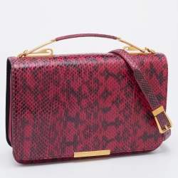 Pre Owned Emilio Pucci Pink/Black Snakeskin Leather Newton Top Handle Bag