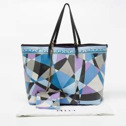 Emilio Pucci Multicolor Printed Coated Canvas and Leather Tote