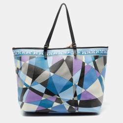 Emilio Pucci Multicolor Printed Coated Canvas and Leather Tote