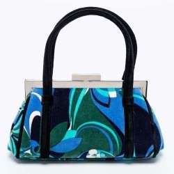 Emilio Pucci Multicolor Printed Velvet Frame Satchel
