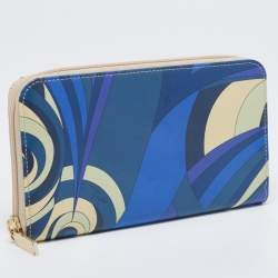 Emilio Pucci Multicolor Printed Patent Leather Zip Around Wallet