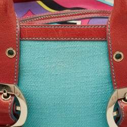 Emilio Pucci Multicolor Leather And Canvas Satchel
