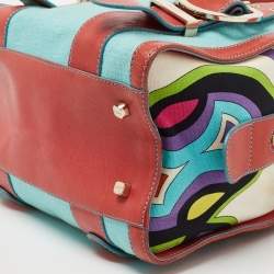 Emilio Pucci Multicolor Leather And Canvas Satchel