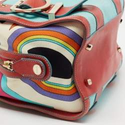 Emilio Pucci Multicolor Leather And Canvas Satchel