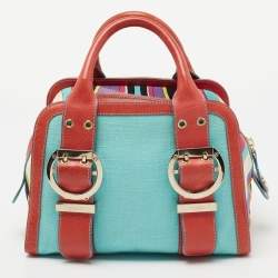 Emilio Pucci Multicolor Leather And Canvas Satchel