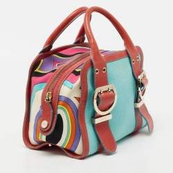Emilio Pucci Multicolor Leather And Canvas Satchel