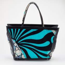 Emilio Pucci Multicolor Velvet and Leather Tote