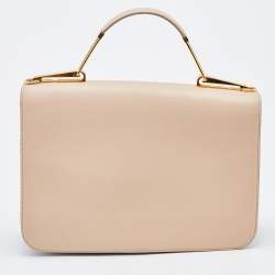 Emilio Pucci Beige Leather Flap Top Handle Bag