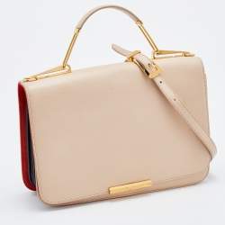 Emilio Pucci Beige Leather Flap Top Handle Bag