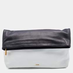 Emilio Pucci Black/White Leather Foldover Clutch