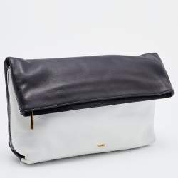 Emilio Pucci Black/White Leather Foldover Clutch
