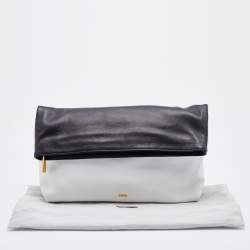 Emilio Pucci Black/White Leather Foldover Clutch