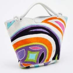 Emilio Pucci Multicolor Printed Velvet and Leather Hobo