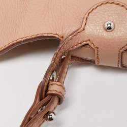 Pre Owned Emilio Pucci Light Pink Leather Metal Flap Chain Crossbody Bag