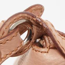 Pre Owned Emilio Pucci Light Pink Leather Metal Flap Chain Crossbody Bag