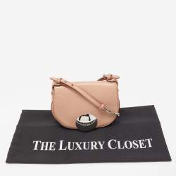 Pre Owned Emilio Pucci Light Pink Leather Metal Flap Chain Crossbody Bag