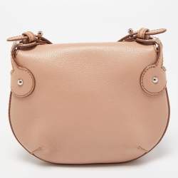 Pre Owned Emilio Pucci Light Pink Leather Metal Flap Chain Crossbody Bag