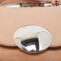 Pre Owned Emilio Pucci Light Pink Leather Metal Flap Chain Crossbody Bag