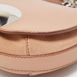 Pre Owned Emilio Pucci Light Pink Leather Metal Flap Chain Crossbody Bag