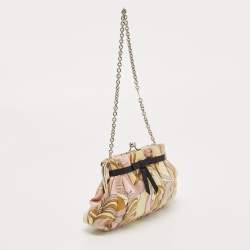 Emilio Pucci Multicolour Printed Vevet and Satin Bow Chain Clutch