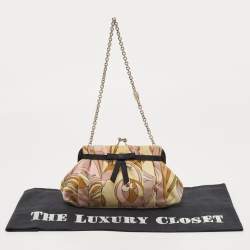 Emilio Pucci Multicolour Printed Vevet and Satin Bow Chain Clutch