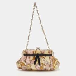 Emilio Pucci Multicolour Printed Vevet and Satin Bow Chain Clutch