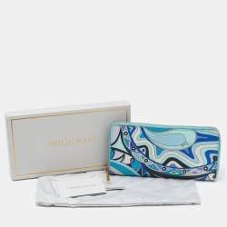 Emilio Pucci Multicolor Printed Coated Canvas Zip Around Wallet