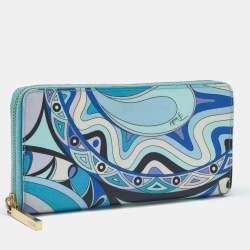 Emilio Pucci Multicolor Printed Coated Canvas Zip Around Wallet