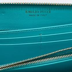 Emilio Pucci Multicolor Printed Coated Canvas Zip Around Wallet