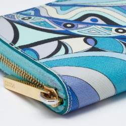 Emilio Pucci Multicolor Printed Coated Canvas Zip Around Wallet
