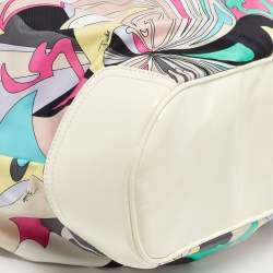 Emilio Pucci Multicolor Satin and Patent Leather Drawstring Shoulder Bag