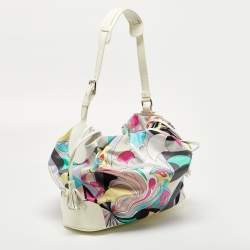 Emilio Pucci Multicolor Satin and Patent Leather Drawstring Shoulder Bag
