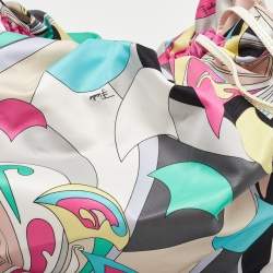 Emilio Pucci Multicolor Satin and Patent Leather Drawstring Shoulder Bag