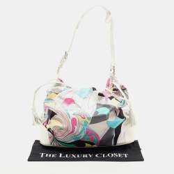 Emilio Pucci Multicolor Satin and Patent Leather Drawstring Shoulder Bag