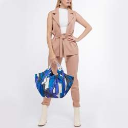 Emilio Pucci Multicolor Printed Nylon and Leather Hobo