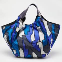 Emilio Pucci Multicolor Printed Nylon and Leather Hobo
