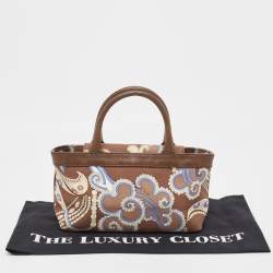 Emilio Pucci Multicolor Printed Canvas and Leather Tote