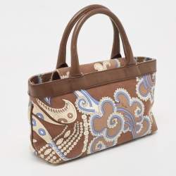Emilio Pucci Multicolor Printed Canvas and Leather Tote