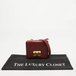 Pre Owned Emilio Pucci Burgundy Leather Trunlock Flap Crossbody Bag