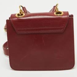 Pre Owned Emilio Pucci Burgundy Leather Trunlock Flap Crossbody Bag