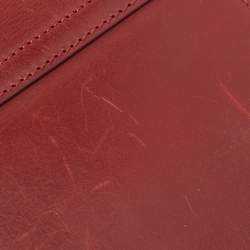 Pre Owned Emilio Pucci Burgundy Leather Trunlock Flap Crossbody Bag