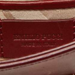 Pre Owned Emilio Pucci Burgundy Leather Trunlock Flap Crossbody Bag