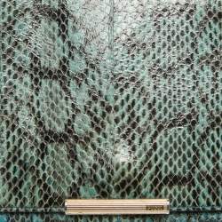 Emilio Pucci Blue/Cream Python and Canvas Flap Top Handle Bag