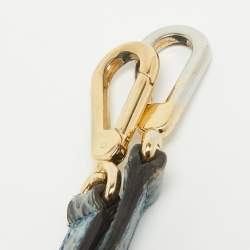 Emilio Pucci Blue/Cream Python and Canvas Flap Top Handle Bag