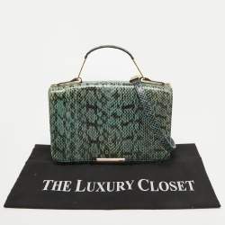 Emilio Pucci Blue/Cream Python and Canvas Flap Top Handle Bag