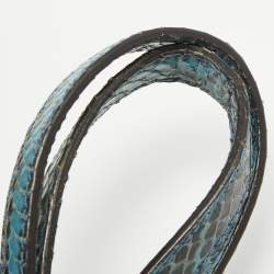 Emilio Pucci Blue/Cream Python and Canvas Flap Top Handle Bag