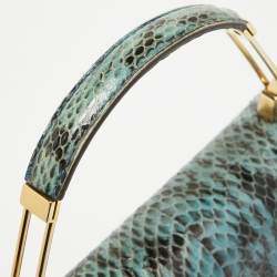 Emilio Pucci Blue/Cream Python and Canvas Flap Top Handle Bag