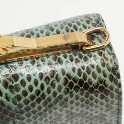 Emilio Pucci Blue/Cream Python and Canvas Flap Top Handle Bag